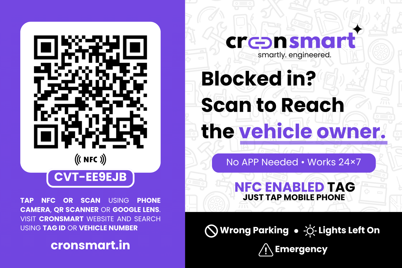 The printed Car Smart Tag sticker